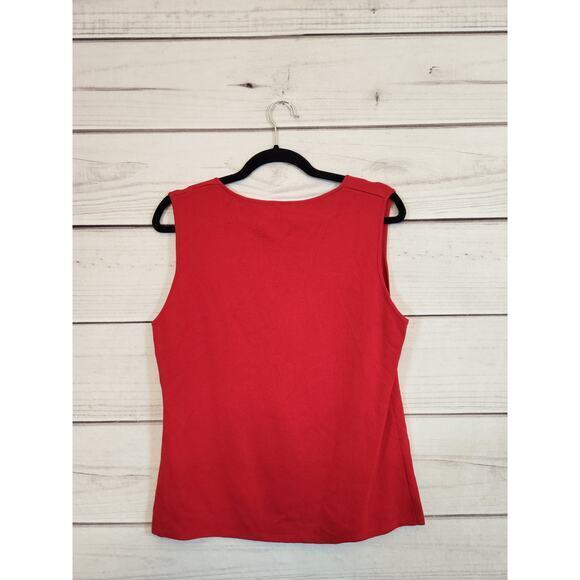 Chico's Design Womens Red Solid Stretch Round Neck Knit Tank Top Blouse‎ XL - Picture 2 of 5